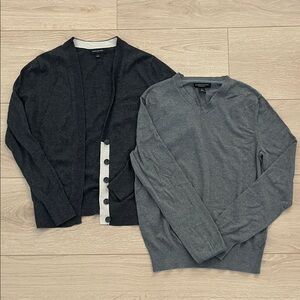 Gray and Black Cardigan and Sweater Set